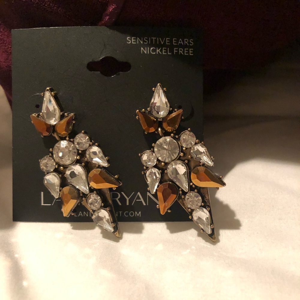 Lane Bryant Rust and clear rhinestone earrings